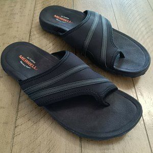 Merrell Womens Terran Ari Wrap Flip Flop Sandals Black Memory Foam Slip On 9